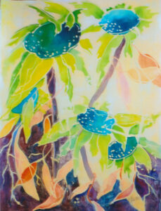 Lieta Gerson - Blue Sunflowers watercolor